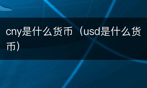 cny是什么货币（usd是什么货币）