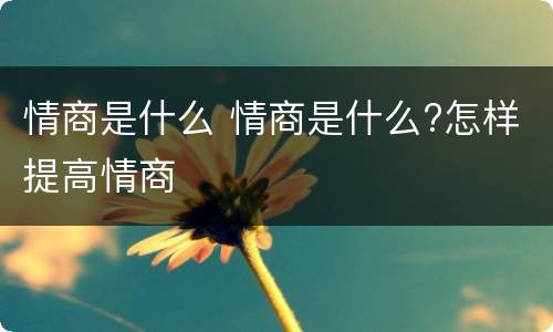 情商是什么 情商是什么?怎样提高情商