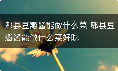 郫县豆瓣酱能做什么菜 郫县豆瓣酱能做什么菜好吃