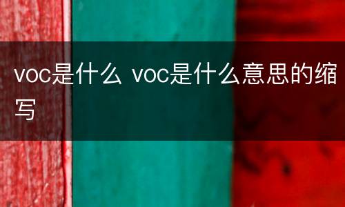 voc是什么 voc是什么意思的缩写