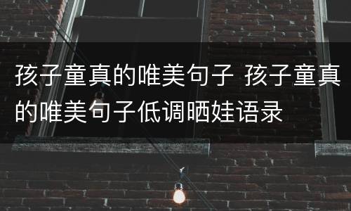 孩子童真的唯美句子 孩子童真的唯美句子低调晒娃语录