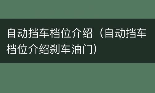 自动挡车档位介绍（自动挡车档位介绍刹车油门）