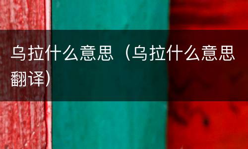 乌拉什么意思（乌拉什么意思翻译）