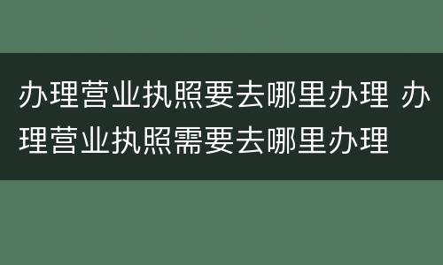 办理营业执照要去哪里办理 办理营业执照需要去哪里办理