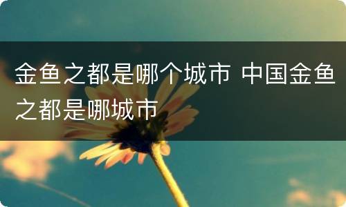 金鱼之都是哪个城市 中国金鱼之都是哪城市