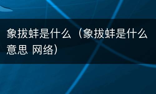 象拔蚌是什么（象拔蚌是什么意思 网络）