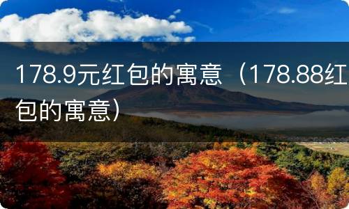 178.9元红包的寓意（178.88红包的寓意）