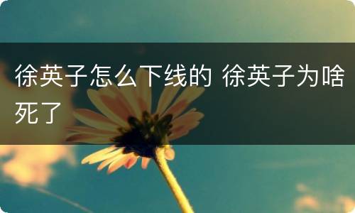 徐英子怎么下线的 徐英子为啥死了