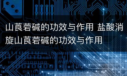 山莨菪碱的功效与作用 盐酸消旋山莨菪碱的功效与作用