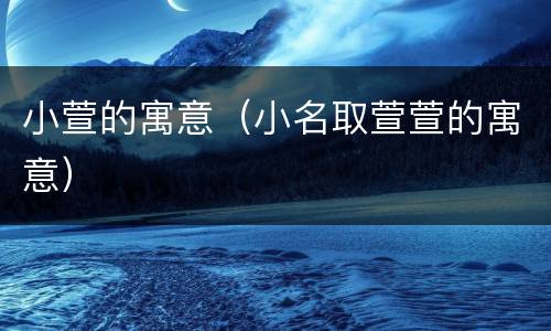 小萱的寓意（小名取萱萱的寓意）
