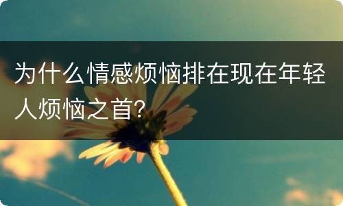 为什么情感烦恼排在现在年轻人烦恼之首？