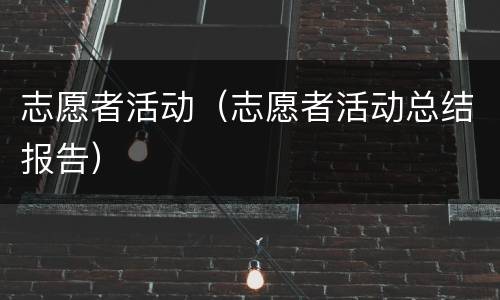 志愿者活动（志愿者活动总结报告）