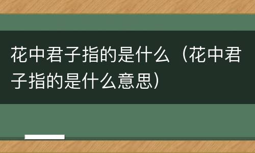花中君子指的是什么（花中君子指的是什么意思）