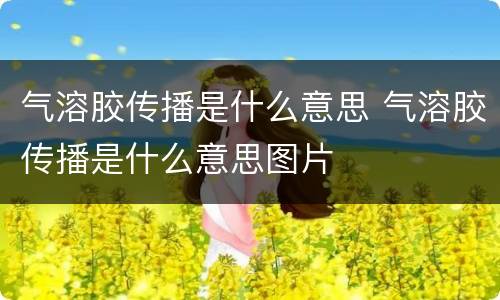 气溶胶传播是什么意思 气溶胶传播是什么意思图片
