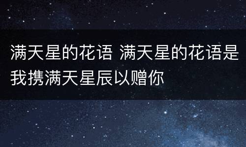 满天星的花语 满天星的花语是我携满天星辰以赠你