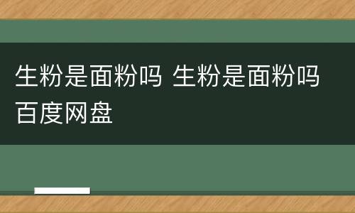 生粉是面粉吗 生粉是面粉吗 百度网盘