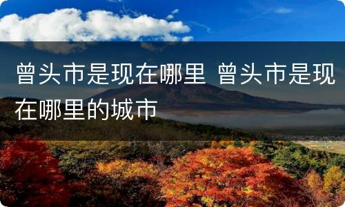 曾头市是现在哪里 曾头市是现在哪里的城市