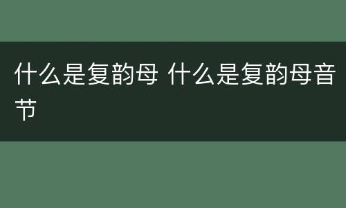 什么是复韵母 什么是复韵母音节