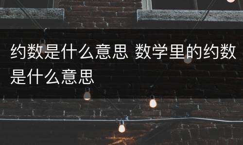 约数是什么意思 数学里的约数是什么意思