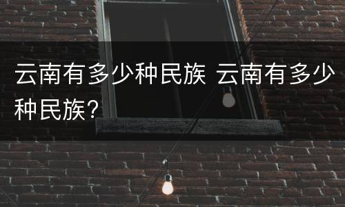 云南有多少种民族 云南有多少种民族?