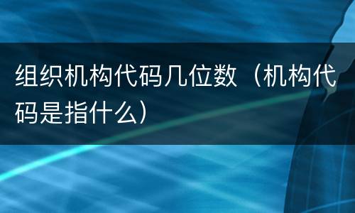 组织机构代码几位数（机构代码是指什么）