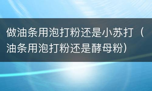 做油条用泡打粉还是小苏打（油条用泡打粉还是酵母粉）