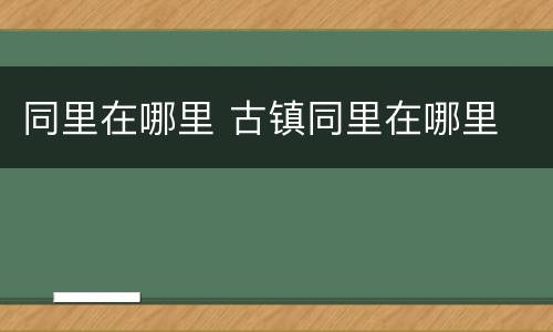 同里在哪里 古镇同里在哪里