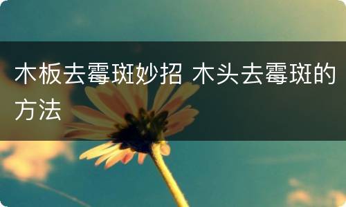 木板去霉斑妙招 木头去霉斑的方法