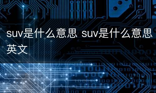 suv是什么意思 suv是什么意思英文
