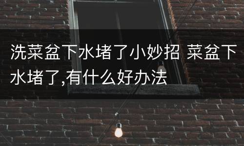 洗菜盆下水堵了小妙招 菜盆下水堵了,有什么好办法