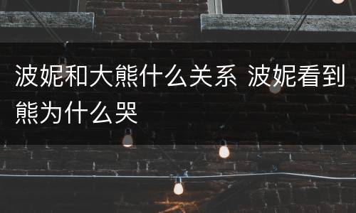 波妮和大熊什么关系 波妮看到熊为什么哭
