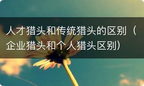 人才猎头和传统猎头的区别（企业猎头和个人猎头区别）