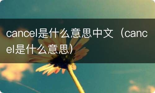 cancel是什么意思中文（cancel是什么意思）