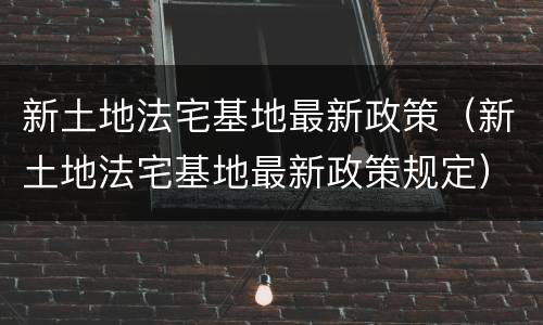 新土地法宅基地最新政策（新土地法宅基地最新政策规定）