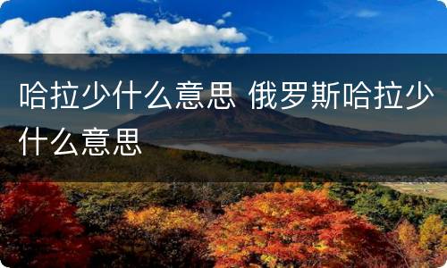 哈拉少什么意思 俄罗斯哈拉少什么意思