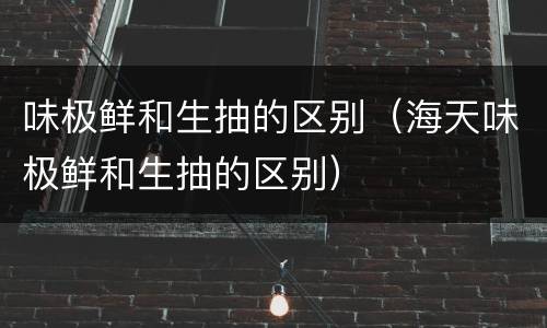 味极鲜和生抽的区别（海天味极鲜和生抽的区别）