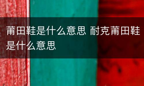 莆田鞋是什么意思 耐克莆田鞋是什么意思