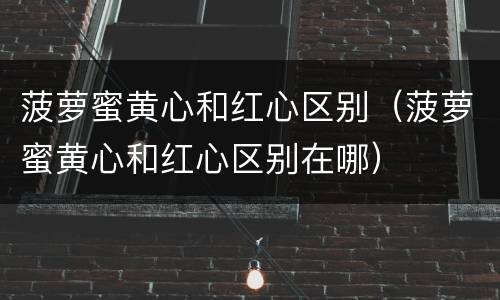 菠萝蜜黄心和红心区别（菠萝蜜黄心和红心区别在哪）