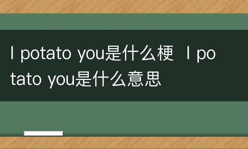 I potato you是什么梗  I potato you是什么意思