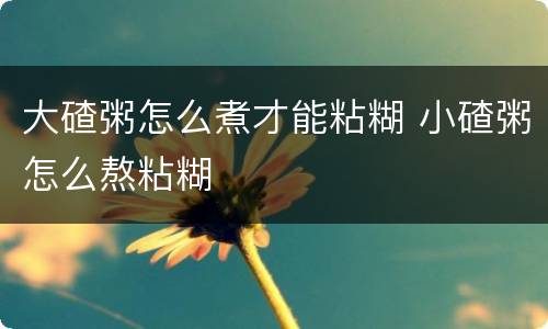 大碴粥怎么煮才能粘糊 小碴粥怎么熬粘糊