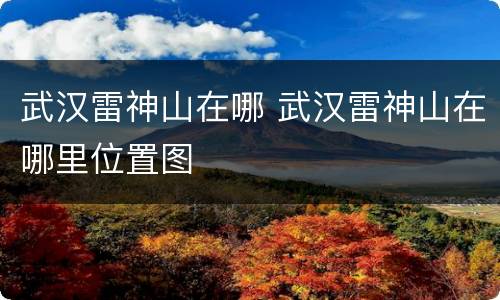 武汉雷神山在哪 武汉雷神山在哪里位置图