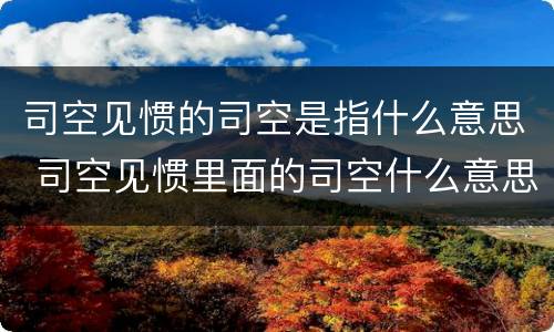 司空见惯的司空是指什么意思 司空见惯里面的司空什么意思