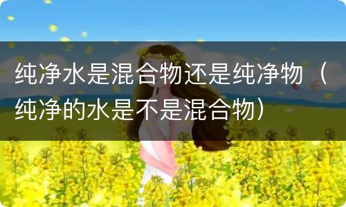 纯净水是混合物还是纯净物（纯净的水是不是混合物）