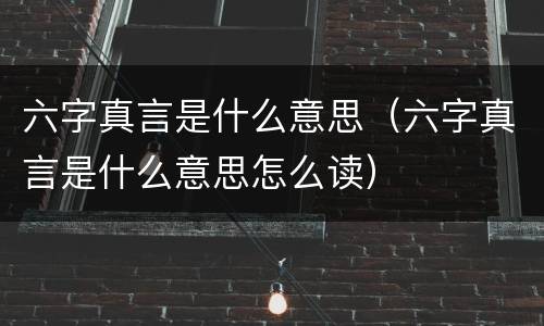 六字真言是什么意思（六字真言是什么意思怎么读）
