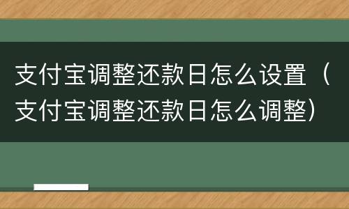 支付宝调整还款日怎么设置（支付宝调整还款日怎么调整）