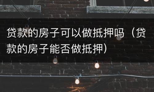 贷款的房子可以做抵押吗（贷款的房子能否做抵押）