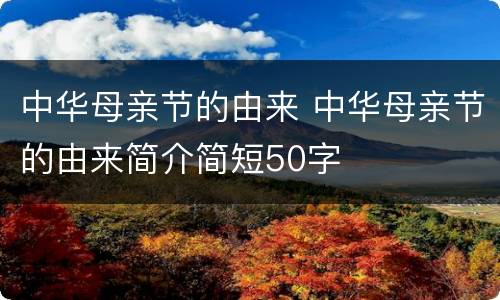 中华母亲节的由来 中华母亲节的由来简介简短50字