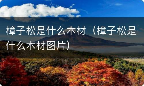 樟子松是什么木材（樟子松是什么木材图片）