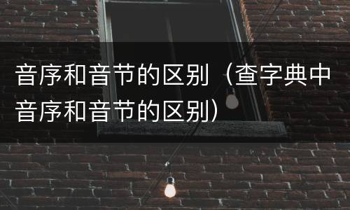 音序和音节的区别（查字典中音序和音节的区别）