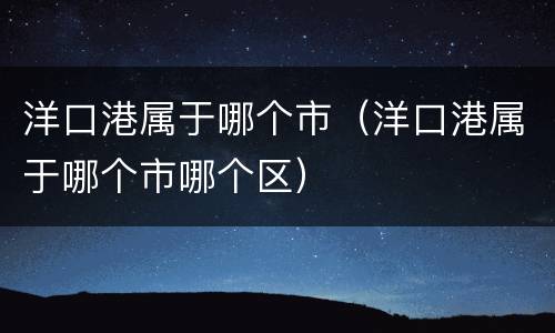 洋口港属于哪个市（洋口港属于哪个市哪个区）